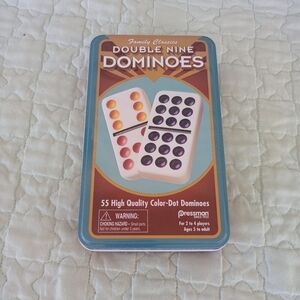 Pressman Toys - Dominoes: Double Nine Color Dot Dominoes in Tin